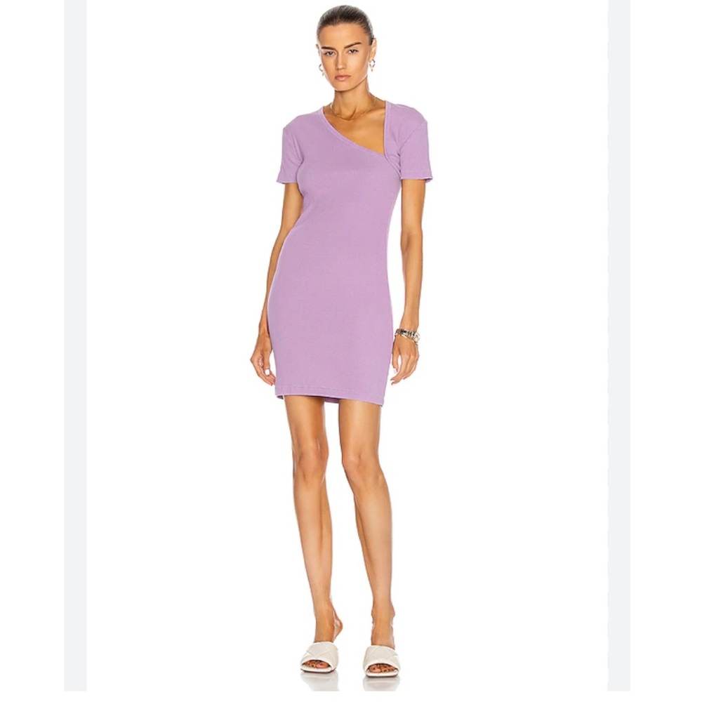 John Elliott Cotton Rib Asymmetrical Dress in Planet Purple Size 3 (Larg…